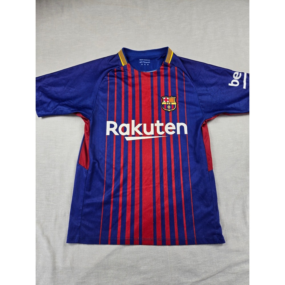 FC Barcelona Messi 10 Soccer Jersey Youth Size 14 Blue Red Rakuten Unicef